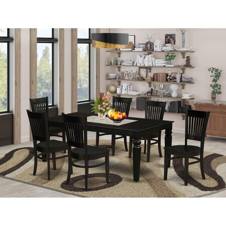 East West Furniture 7 Piece Logan Dining Set - Black LGVA7-BLK-W